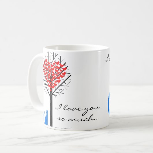 Valentijnsdag "Ik hou van je" Kat Coffee Mok (Voorkant links)