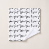 Valentijnsdag Ik hou van je zwarte en witte patroo Bad Handdoek (Wasdoekje)