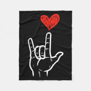 Valentijnsdag Ik Hou Van Jou Handgebaar Asl Hart V Fleece Deken
