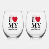 Valentijnsdag Ik hou van mijn Vriendin | Vriend Wijnglas Zonder Voet (Achterkant)