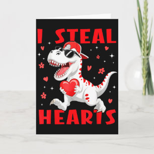 Valentijnsdag Ik steel harten T-rex Dinosaur Baby  Kaart