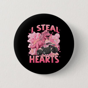Valentijnsdag Ik steel harten Trex Dino Grappig Mo Ronde Button 5,7 Cm