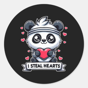 Valentijnsdag Ik Steel Hartjes Panda Beer Schattig Ronde Sticker
