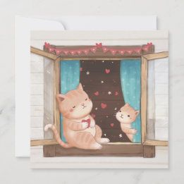 Valentijnsdag: Illustratie van Katten & Harten Feestdagenkaart