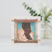 Valentijnsdag: Illustratie van Katten & Harten Kaart (Staand voorkant)