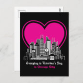 Valentijnsdag in Chicago City Briefkaart (Voorkant / Achterkant)