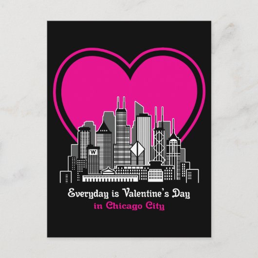 Valentijnsdag in Chicago City Briefkaart (Voorkant)