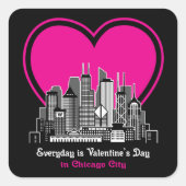 Valentijnsdag in Chicago City Vierkante Sticker (Voorkant)