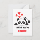 Valentijnsdag in de klas Cute Panda rode harten Notitiekaartje (Voorkant)