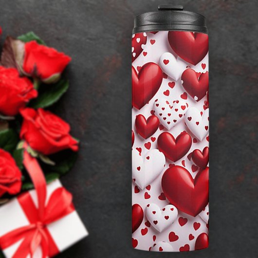 Valentijnsdag in hartje verpakte thermale trommel thermosbeker