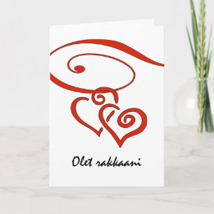 Valentijnsdag in het Fins, harten wervelen samen Feestdagen Kaart