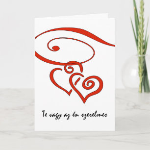 Valentijnsdag in het Hongaars, harten samen Feestdagen Kaart