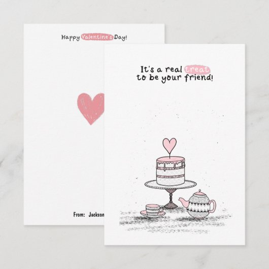 Valentijnsdag in het klaslokaal notitiekaartje (Voorkant / Achterkant)