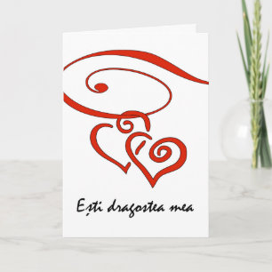 Valentijnsdag in het Roemeens, harten draaien same Feestdagen Kaart