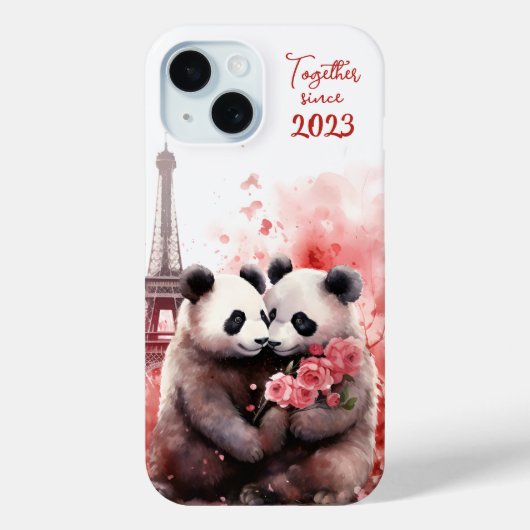 Valentijnsdag in Parijs - Paar panda's - Case-Mate iPhone Case (Achterkant)