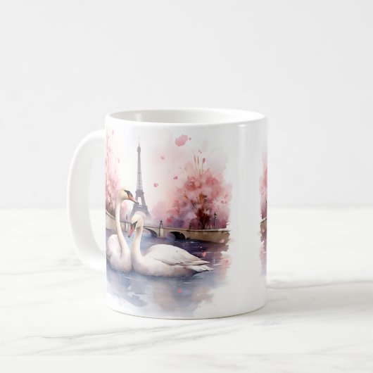 Valentijnsdag in Parijs - Paar zwanen - Mok (Voorkant links)