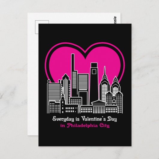 Valentijnsdag in Philadelphia City Briefkaart (Voorkant / Achterkant)