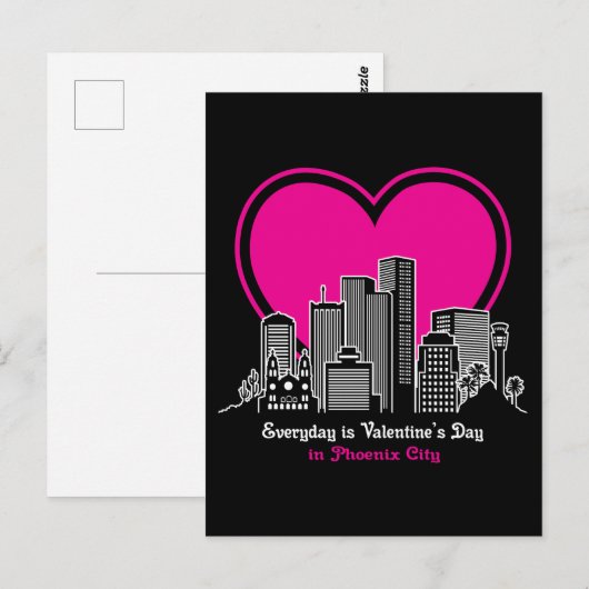 Valentijnsdag in Phoenix City Briefkaart (Voorkant / Achterkant)
