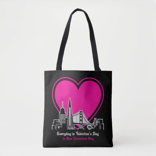 Valentijnsdag in San Francisco Stad Tote Bag (Voorkant)