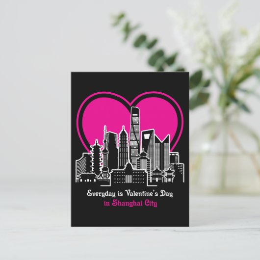 Valentijnsdag in Shanghai-stad Briefkaart (Staand voorkant)