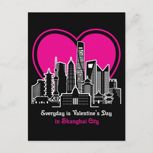 Valentijnsdag in Shanghai-stad Briefkaart (Voorkant)