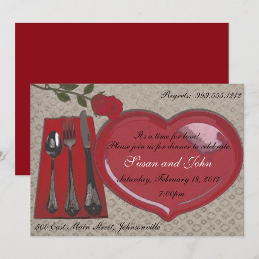 Valentijnsdag Inbeluitnodiging Kaart (Voorkant / Achterkant)