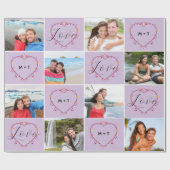 Valentijnsdag Initialen Liefde Fotocollage Cadeaupapier (Vlak)