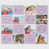 Valentijnsdag Initialen Love Photo Collage Cadeaupapier (Vlak)