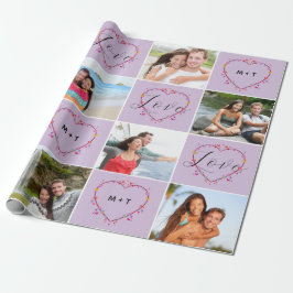 Valentijnsdag Initialen Love Photo Collage Cadeaupapier