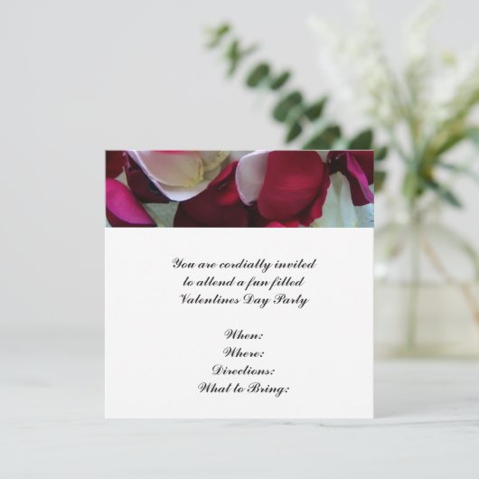 Valentijnsdag Inmiddels Uitnodiging Roos Pedals (Staand voorkant)