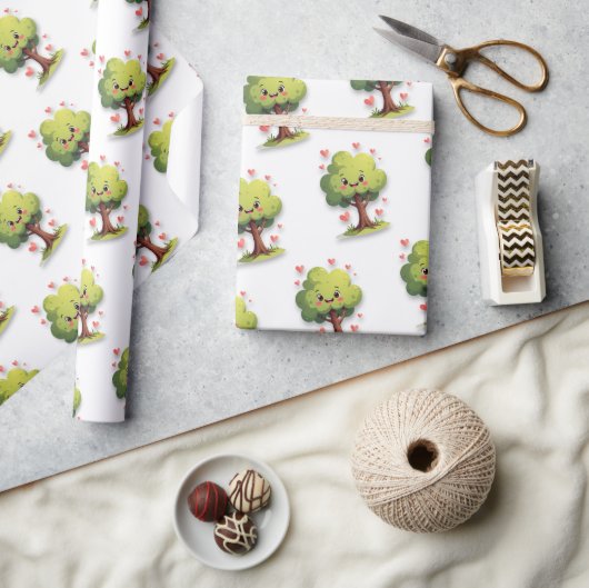 Valentijnsdag Inpakpapier Boom Rode Harten (Crafts)