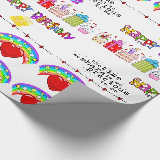 Valentijnsdag inpakpapier Happy Birthday (Hoek)