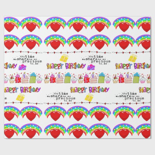 Valentijnsdag inpakpapier Happy Birthday (Vlak)