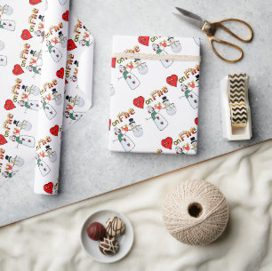 Valentijnsdag Inpakpapier Hart Vuur Sneeuwman