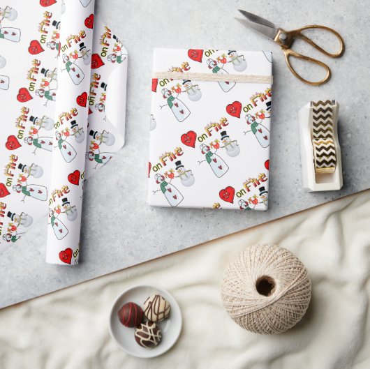 Valentijnsdag Inpakpapier Hart Vuur Sneeuwman (Crafts)