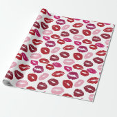 Valentijnsdag Inpakpapier | Kusjes Patroon (Uitgerold)