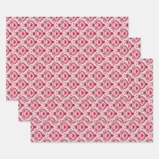 Valentijnsdag Inpakpapier Plat Vel Set van 3 (Set)