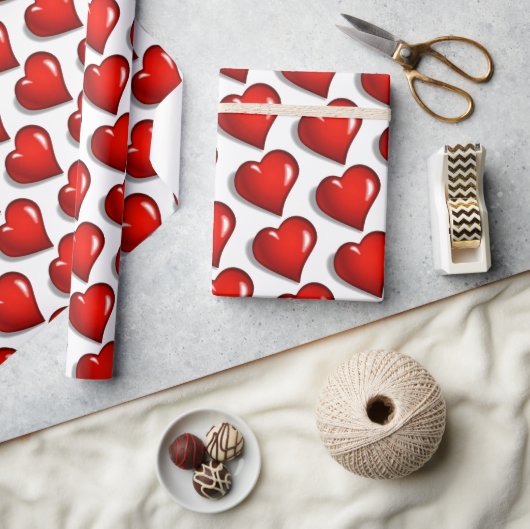 Valentijnsdag Inpakpapier Rood Hartjes (Crafts)