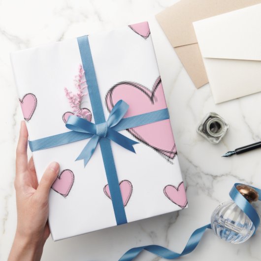 Valentijnsdag Inpakpapier Roze Harten (Geschenken)