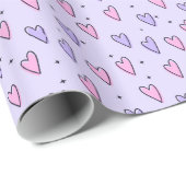 Valentijnsdag Inpakpapier Roze & Paarse Harten (Rol Hoek)