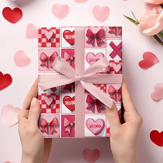 Valentijnsdag Inpakpapier Roze & Rode Elementen
