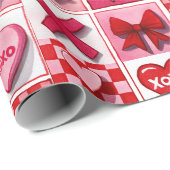 Valentijnsdag Inpakpapier Roze & Rode Elementen (Rol Hoek)