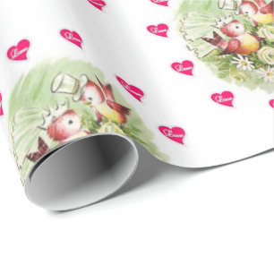 Valentijnsdag Inpakpapier Vogel Vintage