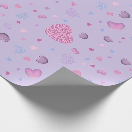 Valentijnsdag inpakpapier vol harten (Hoek)