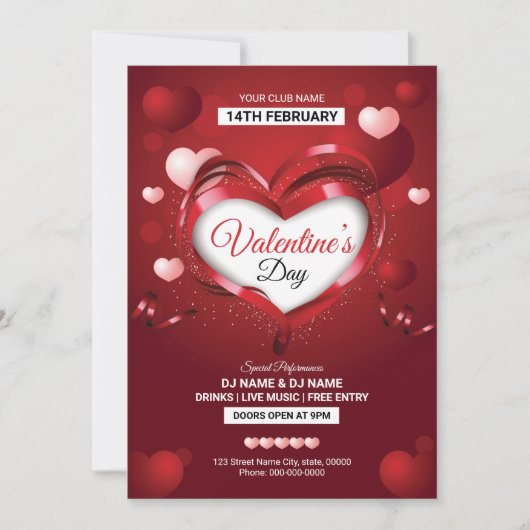 Valentijnsdag Invitation Flyer Kaart (Voorkant)