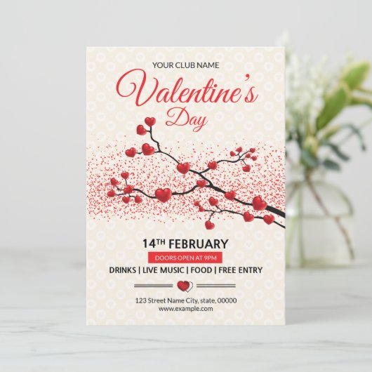 Valentijnsdag Invitation Flyer Kaart (Staand voorkant)
