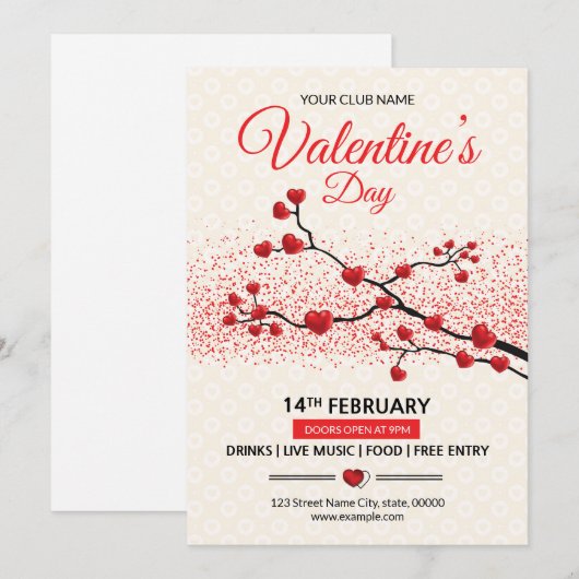 Valentijnsdag Invitation Flyer Kaart (Voorkant / Achterkant)