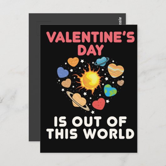 Valentijnsdag is uit deze wereld briefkaart (Voorkant / Achterkant)
