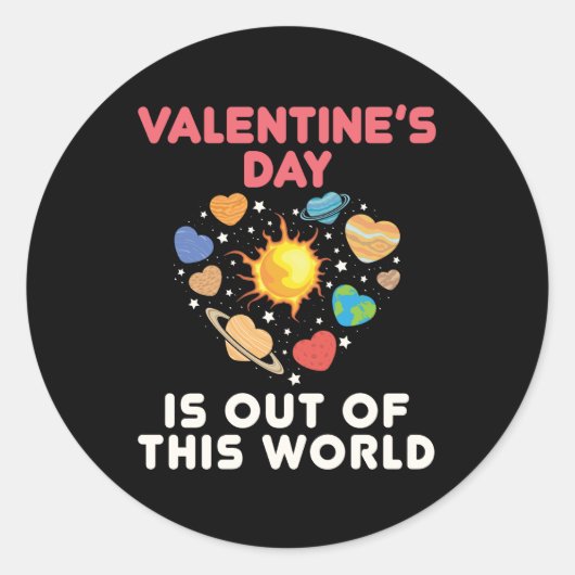 Valentijnsdag is uit deze wereld ronde sticker (Voorkant)
