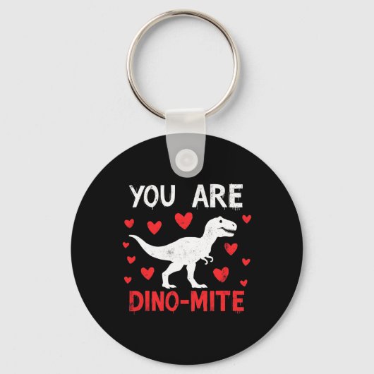 Valentijnsdag Je Bent Dino-mite Grappig Dinosaurus Sleutelhanger (Voorkant)